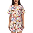 thumbnail image 1 of Rocae Cute Butterfly Flowers for Two Piece Sleepwear Pajamas Sets for Women Soft Short-Sleeved Pjs with Lounge Shorts Large, 1 of 9