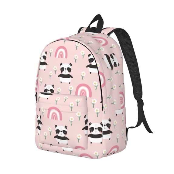 Rocae Cute Cartoon Panda for Durable Canvas Backpack Leisure Large Bag Travel Rucksack Multi-function Backpack