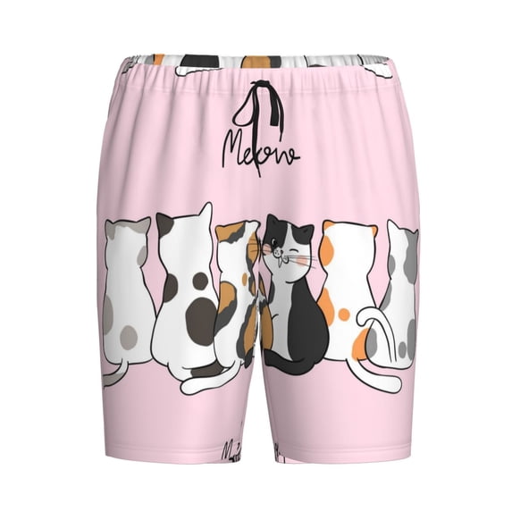 Rocae Cute Cats for Men's Soft Sleep Pajama Shorts, Waistband and Pockets