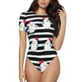 thumbnail image 1 of Rocae Cute Chicken for One Piece Round Neck Short Sleeve Bodysuits for Women Casual Basic Bodysuit Daily Jumpsuit T Shirts-Large, 1 of 7
