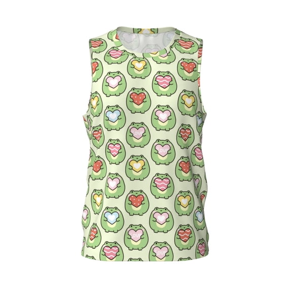 Rocae Cute Chubby Frog for Men's Basketball Jersey Lightweight and Breathable Athletic Tank Top,Quick-Drying Sports Jersey Large