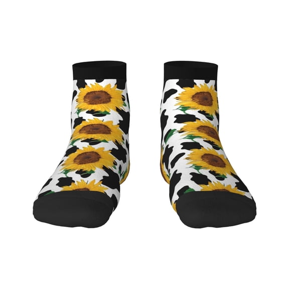 Rocae Cute Cow Print Sunflower B for Premium Adult Socks,Comfortable, Breathable, and Durable Socks, Perfect for Everyday Wear