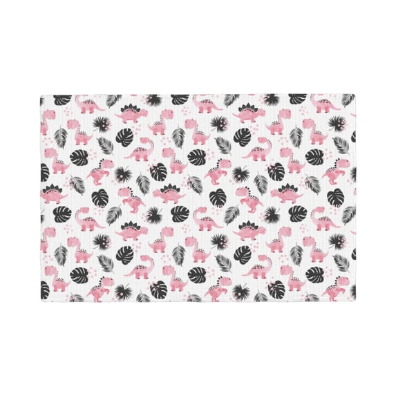 Rocae Cute Dinosaur Printed Heat Resistant Place Mats,Classic Hemstitch Cloth Fabric Placemats Imitation Linen Place Mat Table Mats 18x12 inch