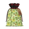 thumbnail image 1 of Rocae Cute Dinosaurs Cartoon Print Christmas Drawstring Linen Gift Bag with Drawstrings Treat Bag Goody Present Bags for Christmas Party Favor, 1 of 8