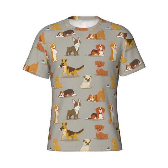 Rocae Cute Dog for Men's Moisture-Wicking Crew Tee - T-Shirt for Sports, Outdoor Activities, and Casual WearSmall