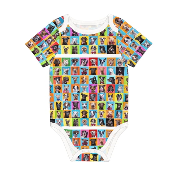 Rocae Cute Dogs Collage for Baby Climbing Clothes Soft Baby Romper for Active Infants Comfortable and Breathable Crawling Jumpsuit Unisex Baby Outfit 12 Months