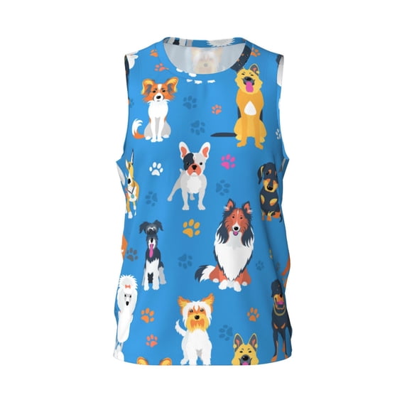 Rocae Cute Dogs for Men's Basketball Jersey Lightweight and Breathable Athletic Tank Top,Quick-Drying Sports Jersey 3X-Large