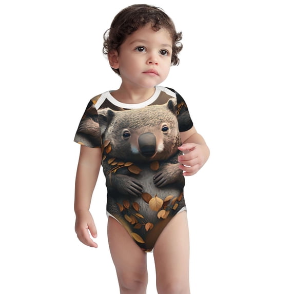 Rocae Cute Fallen Leaf Koala for Baby Cotton Short-Sleeve Bodysuits for Unisex Onesies Bodysuit-18 Months