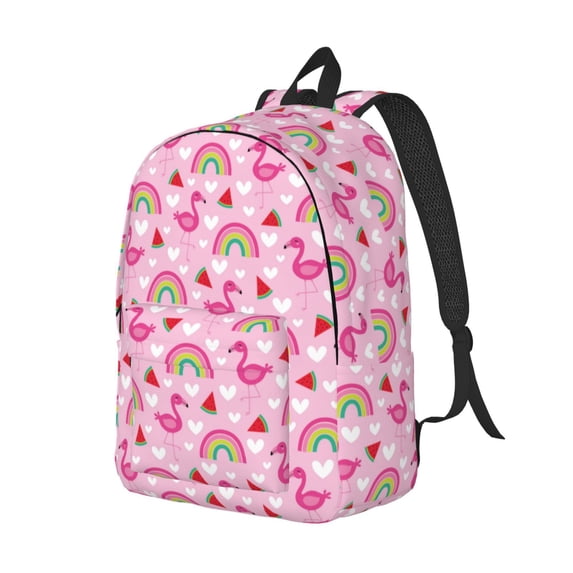 Rocae Cute Flamingo for Durable Canvas Backpack Leisure Large Bag Travel Rucksack Multi-function Backpack Medium