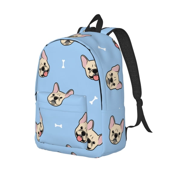 Rocae Cute French Bulldog for Durable Canvas Backpack Leisure Large Bag Travel Rucksack Multi-function Backpack Medium