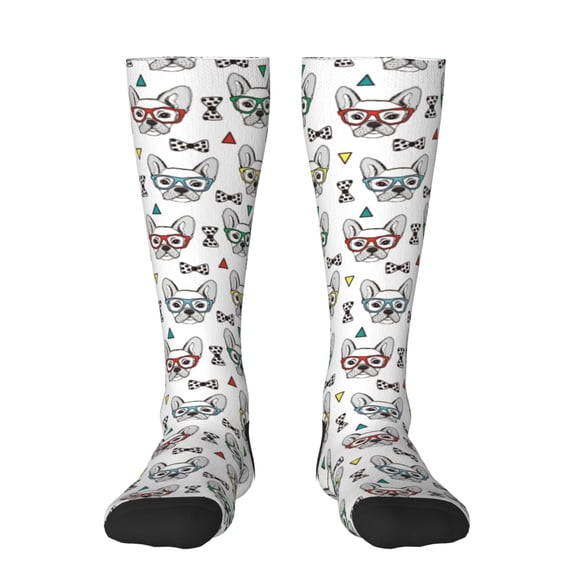 Rocae Cute French Bulldog for Novelty Casual compression Socks For Women Men Contrast Color Stockings