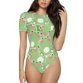 thumbnail image 1 of Rocae Cute Frog2 for One Piece Round Neck Short Sleeve Bodysuits for Women Casual Basic Bodysuit Daily Jumpsuit T Shirts-Large, 1 of 7