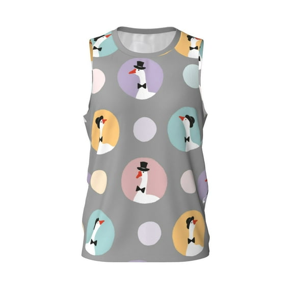 Rocae Cute Geese for Men's Basketball Jersey Lightweight and Breathable Athletic Tank Top,Quick-Drying Sports Jersey Medium