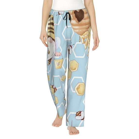 Rocae Cute Gnome Bee Collects Honey for Women's Pajama Pants Pj Pants Lounge Pants-Medium