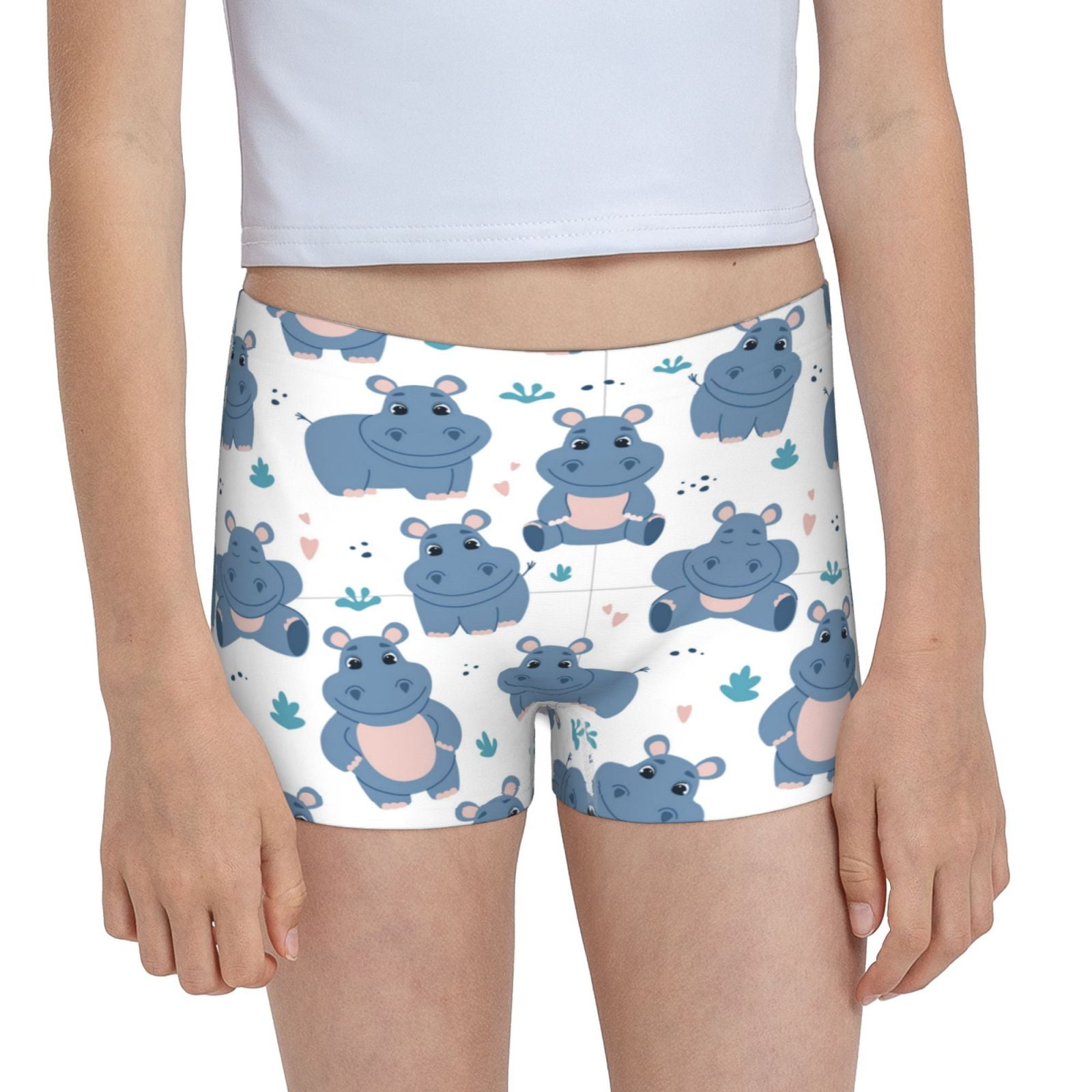 Rocae Cute Hippos for Girls' Cotton Boxer Briefs, Soft Mid-rise Panties ...