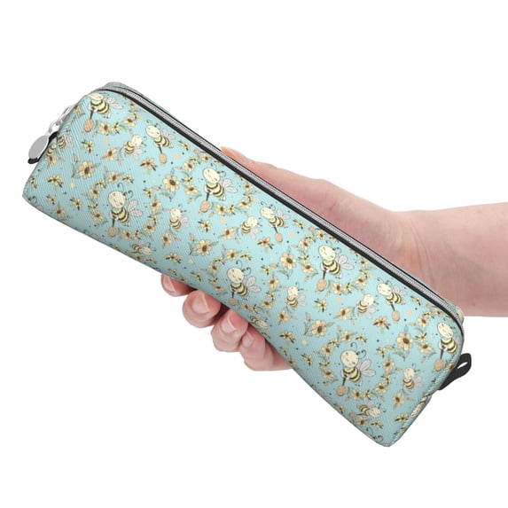 Rocae Cute Honeybees for Pen and Marker Pouch with Zipper for Men and Women, Stationery Bag Pen Holder for Work and Office