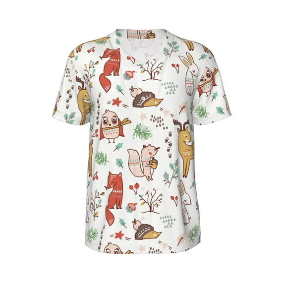 Rocae Cute Little Animals for Breathable Men's Baseball T-Shirt Fashionable Casual Baseball Jersey, Moisture-wicking Sportswear Small