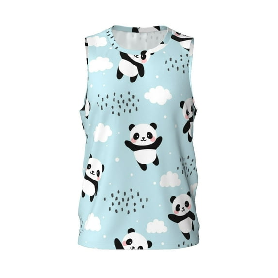 Rocae Cute Panda Bear for Men's Basketball Jersey Lightweight and Breathable Athletic Tank Top,Quick-Drying Sports Jersey Small