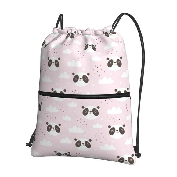 Cute Panda for Drawstring zipper Backpack Gym Backpack Bag for Men and Women