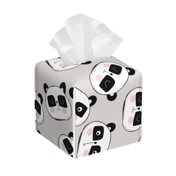 Rocae Cute Panda for High-grade Leather Tissue Box, Exquisite Fashionable Design, Office Tissue Box, Waterproof Family Tissue Box
