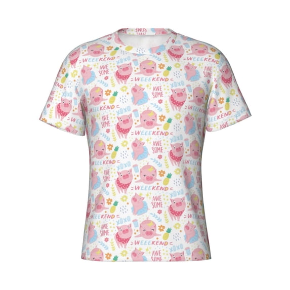 Rocae Cute Pig for Men's Moisture-Wicking Crew Tee - T-Shirt for Sports, Outdoor Activities, and Casual WearXX-Large