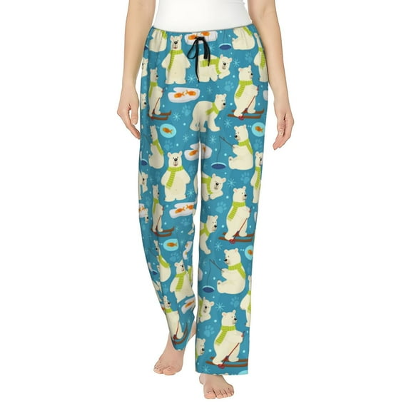 Rocae Cute Polar Bear Fishing for Women's Pajama Pants Pj Pants Lounge Pants-Medium