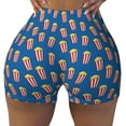 thumbnail image 1 of Rocae Cute Popcorn for Women's Quick-Dry Running Shorts,Ladies Active Athletic Apparel Yoga Workout Gym Running Volleyball Spandex Shorts Large, 1 of 9