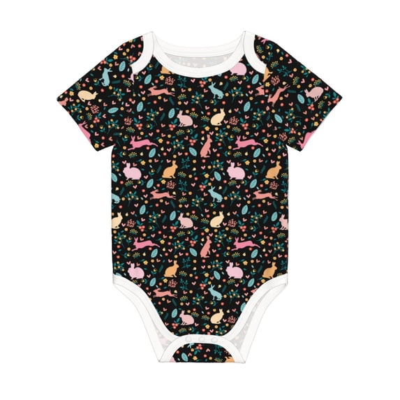 Rocae Cute Rabbit And Flower for Baby Climbing Clothes Soft Baby Romper for Active Infants Comfortable and Breathable Crawling Jumpsuit Unisex Baby Outfit 2 Years
