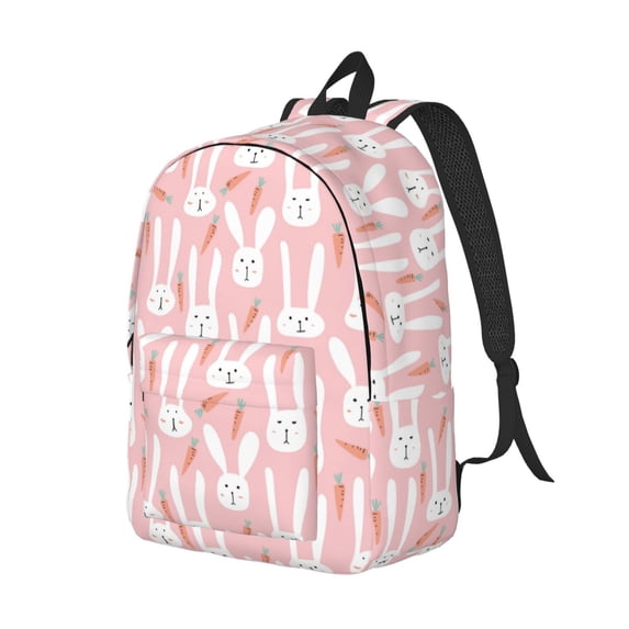 Rocae Cute Rabbit Carrot for Durable Canvas Backpack Leisure Large Bag Travel Rucksack Multi-function Backpack