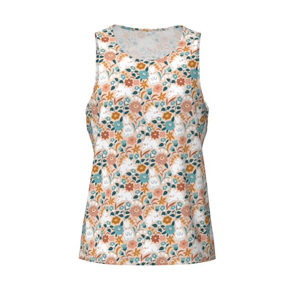 Rocae Cute Rabbit Floral for Men's Workout Tank Top Men's Running Tank Top Dry Fit Athletic Workout Tank Tops4X-Large