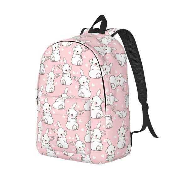 Rocae Cute Rabbit for Durable Canvas Backpack Leisure Large Bag Travel Rucksack Multi-function Backpack Medium