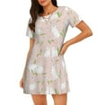thumbnail image 1 of Rocae Cute Rabbit for Nightgowns for Women Sleep Shirts Short Sleeve Nightshirt Pullover Nightdress, 1 of 6