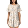 thumbnail image 1 of Rocae Cute Rabbit for Two Piece Sleepwear Pajamas Sets for Women Soft Short-Sleeved Pjs with Lounge Shorts X-Large, 1 of 9