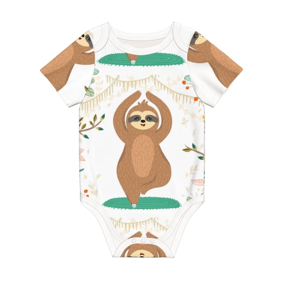 Rocae Cute Sloth In Yoga Pose Tree for Baby Climbing Clothes Soft Baby Romper for Active Infants Comfortable and Breathable Crawling Jumpsuit Unisex Baby Outfit 12 Months