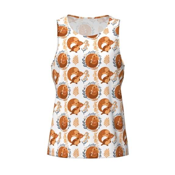 Rocae Cute Squirrel for Men's Workout Tank Top Men's Running Tank Top Dry Fit Athletic Workout Tank Tops4X-Large