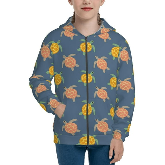 Rocae Cute Turtle for Zip Up Hoodies for Teen Sweatshirt with Hood-Small