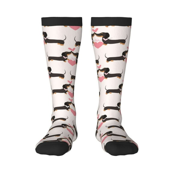Rocae Dachshund And Hearts for Novelty Casual compression Socks For Women Men Contrast Color Stockings