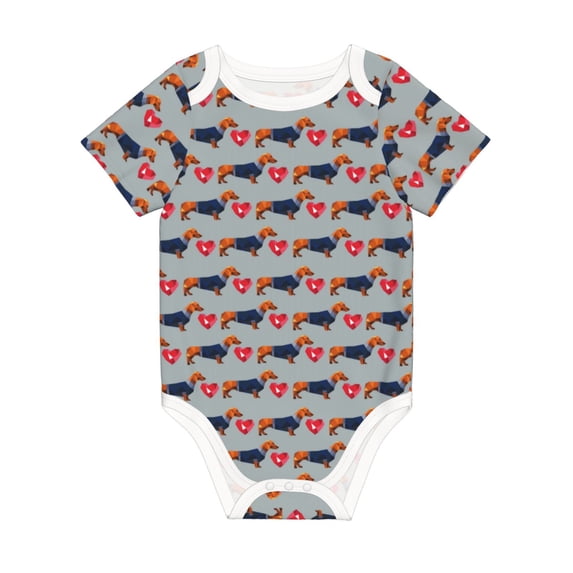 Rocae Dachshund Dog Heart for Baby Climbing Clothes Soft Baby Romper for Active Infants Comfortable and Breathable Crawling Jumpsuit Unisex Baby Outfit 2 Years