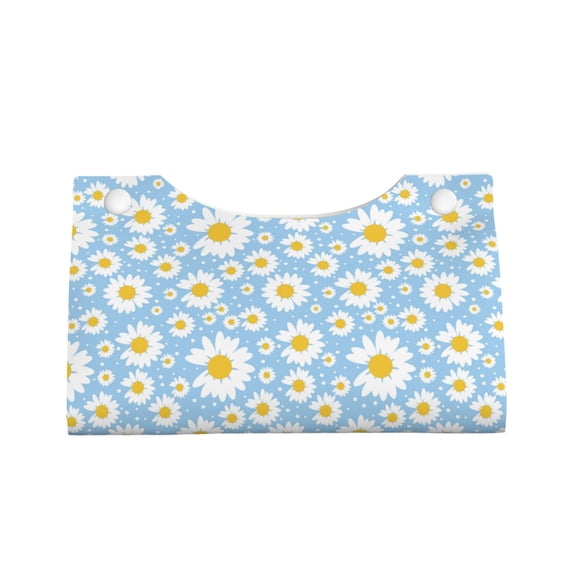 Rocae Daisies Flowers Print Long Tissue Box Lid Durable Leather Tissue Box Lid Can Be Used as Modern Home Decoration