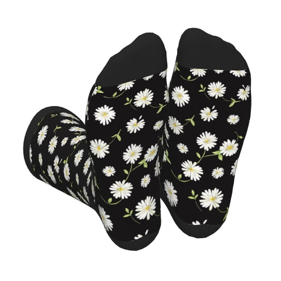 Rocae Daisies Flowers for Adult Socks Casual Athletic Stretchy Loose Socks for Women Men Non-Slip Middle Tube Socks