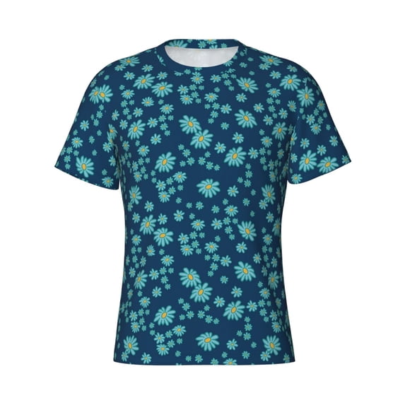 Rocae Daisies Flowers for Men's Moisture-Wicking Crew Tee - T-Shirt for Sports, Outdoor Activities, and Casual Wear3X-Large