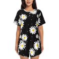 thumbnail image 1 of Rocae Daisies Flowers for Two Piece Sleepwear Pajamas Sets for Women Soft Short-Sleeved Pjs with Lounge Shorts X-Large, 1 of 9