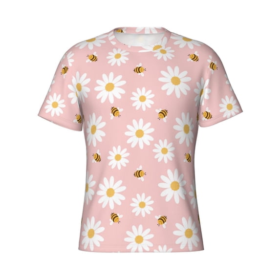 Rocae Daisy And Bee for Men's Moisture-Wicking Crew Tee - T-Shirt for Sports, Outdoor Activities, and Casual Wear