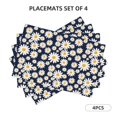 thumbnail image 1 of Rocae Daisy Floral Printed Heat Resistant Place Mats,Classic Hemstitch Cloth Fabric Placemats Imitation Linen Place Mat Table Mats 18x12 inch, 1 of 9