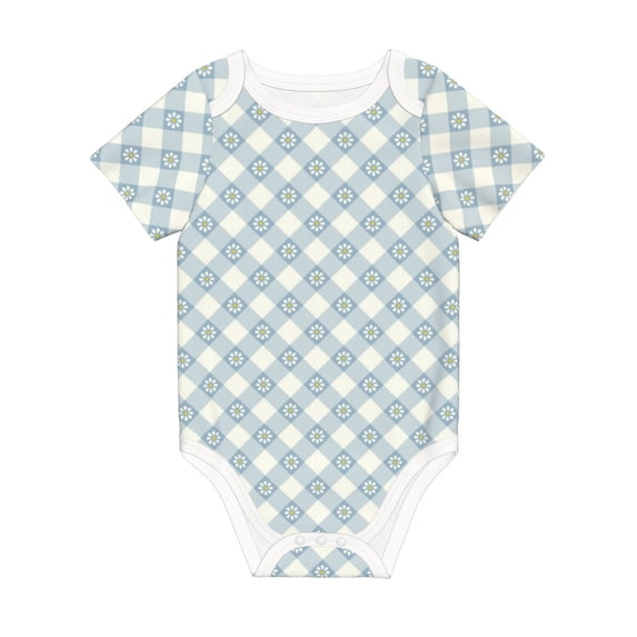 Rocae Daisy Plaid Blue for Baby Climbing Clothes Soft Baby Romper for Active Infants Comfortable and Breathable Crawling Jumpsuit Unisex Baby Outfit 9M