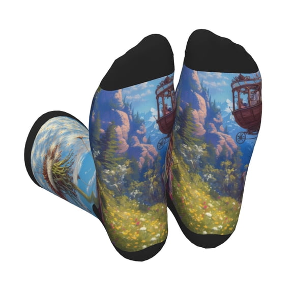 Rocae Dandelion Hot Air Balloon for Adult Socks Casual Athletic Stretchy Loose Socks for Women Men Non-Slip Middle Tube Socks