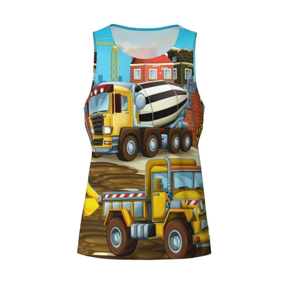 Rocae Different Construction Site Vehicles for Men's Workout Tank Top Men's Running Tank Top Dry Fit Athletic Workout Tank TopsSmall