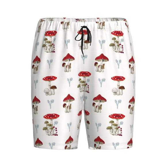 Rocae Different Mushrooms for Men's Soft Sleep Pajama Shorts, Waistband and Pockets