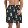 thumbnail image 1 of Rocae Dinosaur Astronaut for Men's Beach Shorts Casual Elastic Waist Drawstring Summer Beach Shorts,S-3XL-X-Large, 1 of 6