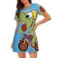 thumbnail image 1 of Rocae Dinosaur Riding a Motorcycle for Nightgowns for Women Sleep Shirts Short Sleeve Nightshirt Pullover Nightdress, 1 of 6